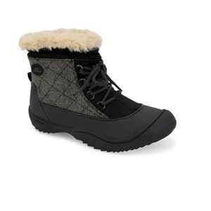 Jambu Jane Faux Fur Lined Boot In Black & Gray Herringbone -New In Box - Reemoly
